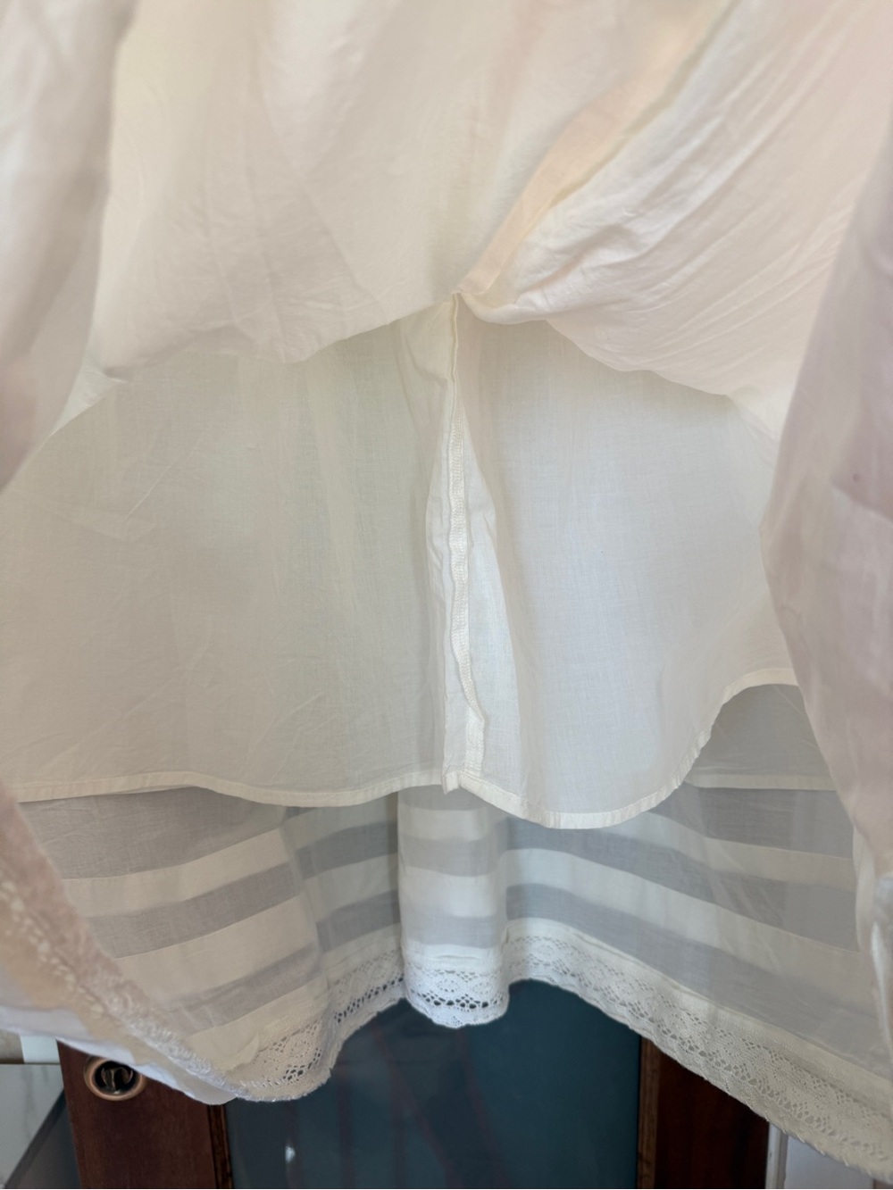 Old Navy White 100% Cotton Lined Tiered Pintuck Lace Trim Maxi Skirt 3X NWT - Picture 5 of 10